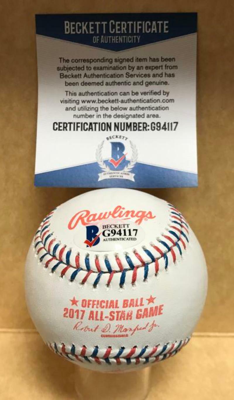 CARLOS MARTINEZ #18 CARDINALS SIGNED 2017 ALL STAR BASEBALL BECKETT G94117