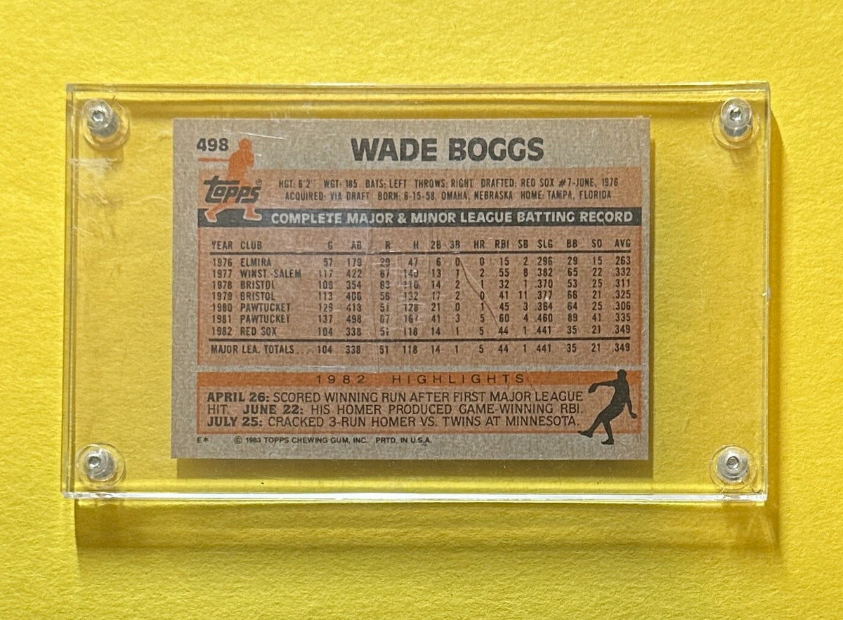 1983 TOPPS WADE BOGGS ROOKIE CARD #498 RED SOX HOF