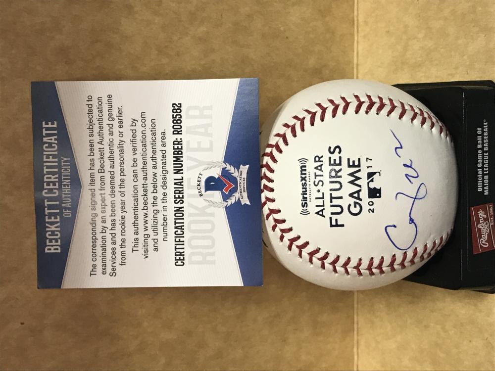 COREY RAY BREWERS  SIGNED 2017 FUTURES BASEBALL BECKETT R08582
