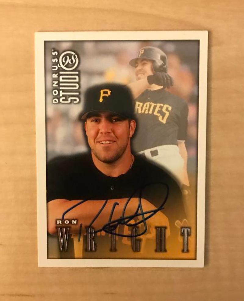 RON WRIGHT PITTSBURGH PIRATES SIGNED 1998 DONRUSS STUDIO CARD #192 W/COA 