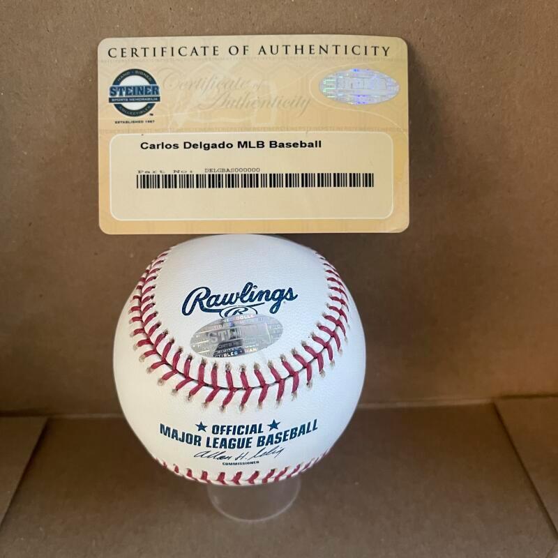 CARLOS DELGADO METS/BLUE JAYS SIGNED AUTOGRAPHED M.L. BASEBALL STEINER