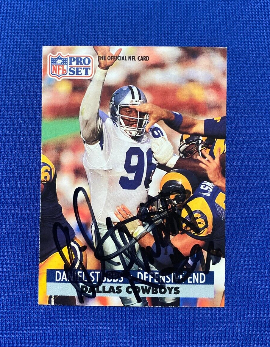 1990 PRO SET DANIEL STUBBS DALLAS COWBOYS SIGNED AUTOGRAPH AUTO CARD #134 W/COA