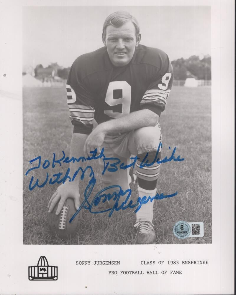 SONNY JURGENSON REDSKINS PERSONALIZED SIGNED 8X10 PHOTO BECKETT BU07956