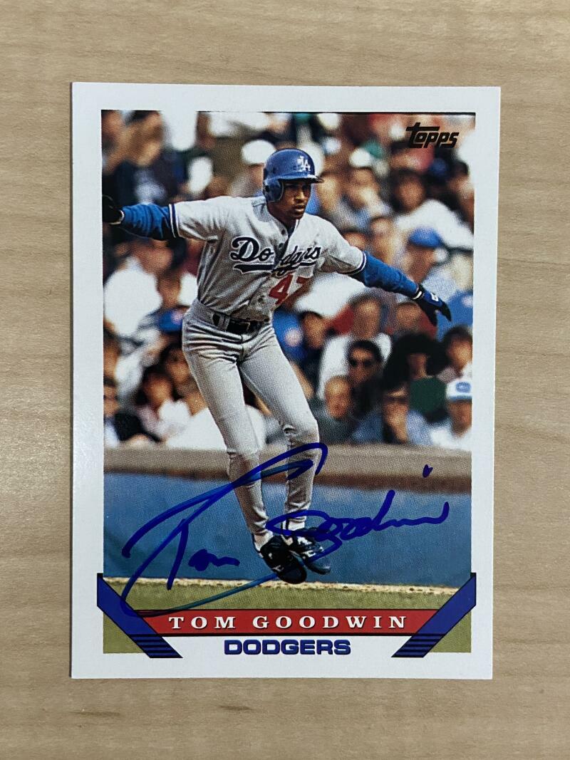 TOM GOODWIN LOS ANGELES DODGERS SIGNED AUTOGRAPHED 1993 TOPPS CARD #228 W/COA