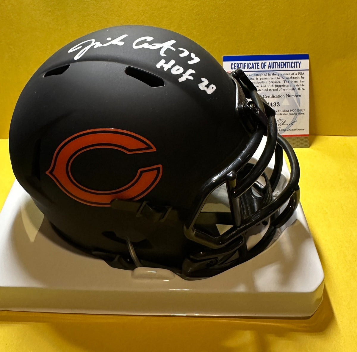 JIM COVERT CHICAGO BEARS SIGNED AUTOGRAPHED NAVY ECLIPSE MINI HELMET PSA "HOF 20