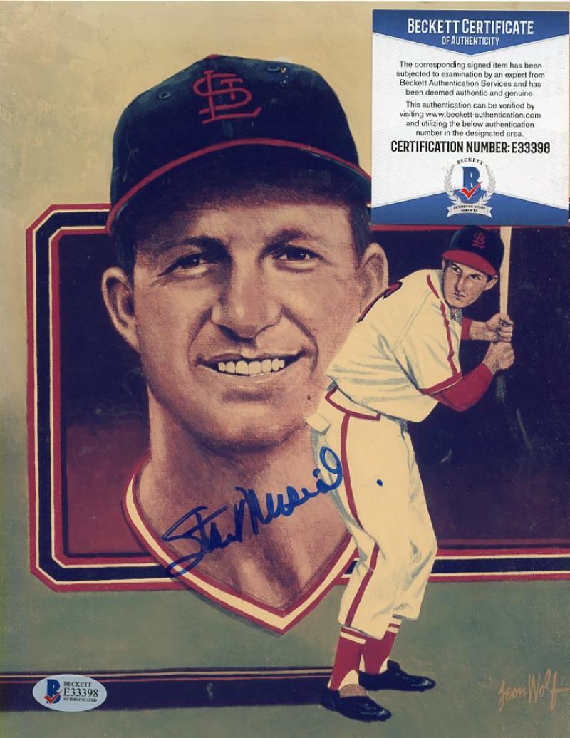 STAN MUSIAL ST. LOUIS CARDINALS COLLAGE SIGNED AUTOGRAPHED 8X10 PHOTO BECKETT E3