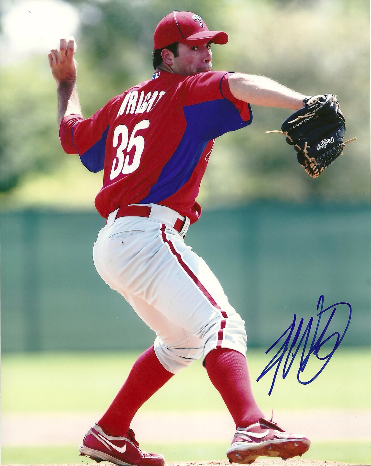 AUSTIN WRIGHT PHILADELPHIA PHILLIES SIGNED AUTOGRAPHED 8x10 PHOTO W/COA ACTION