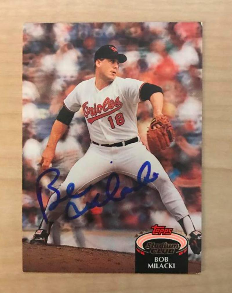 BOB MILACKI BALTIMORE ORIOLES SIGNED AUTOGRAPHED 1992 TOPPS STADIUM CLUB CARD #3