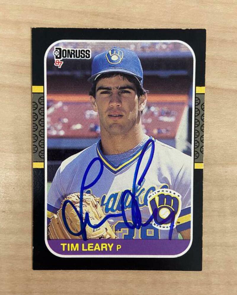 TIM LEARY MILWAUKEE BREWERS SIGNED AUTOGRAPHED 1987 DONRUSS CARD #232 W/COA