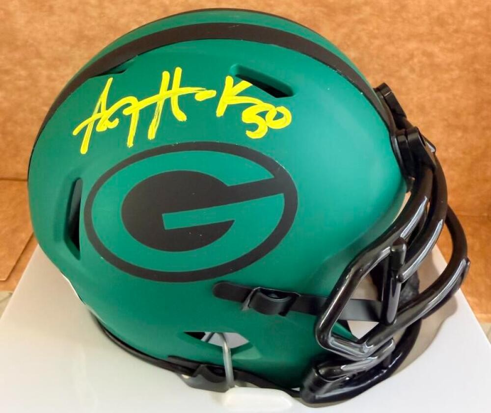AJ HAWK #50 GREEN BAY PACKERS SIGNED RAVE MINI HELMET BECKETT AUTH