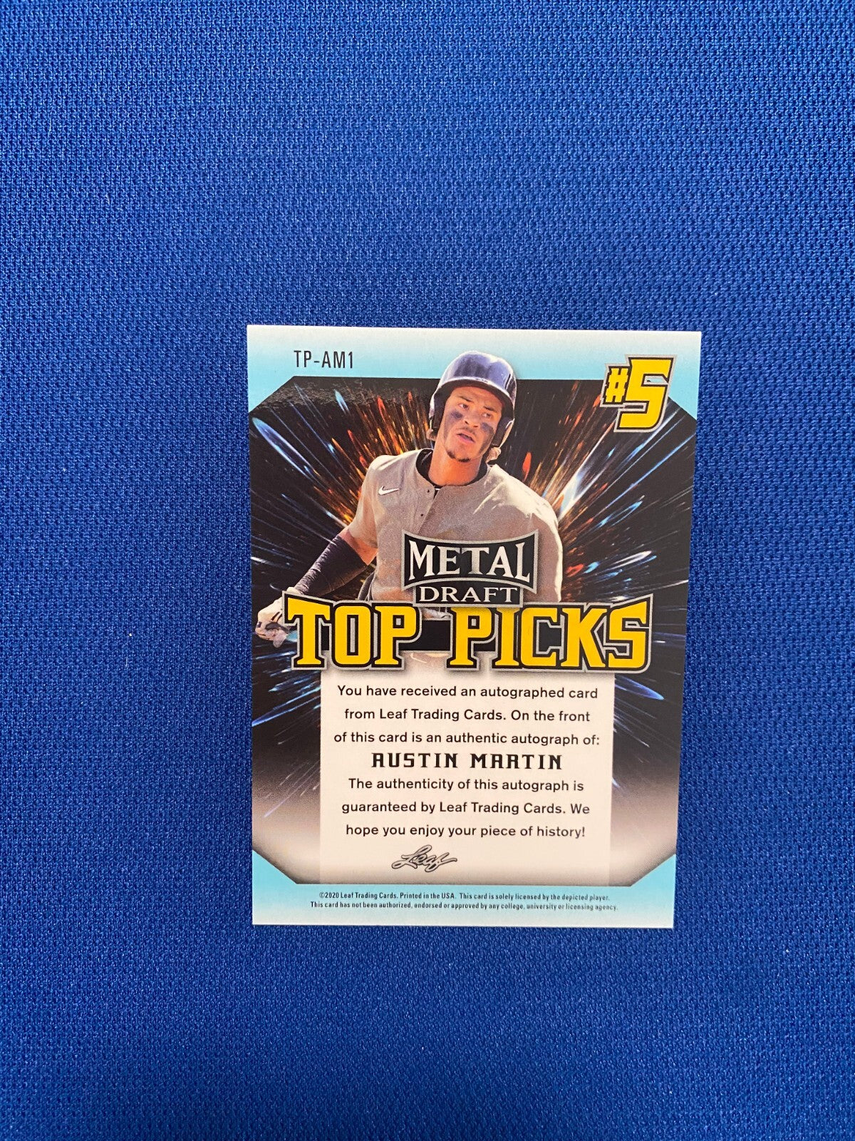2020 LEAF METAL DRAFT TOP PICKS AUSTIN MARTIN AUTOGRAPH AUTO SIGNED CARD #TP-AM1