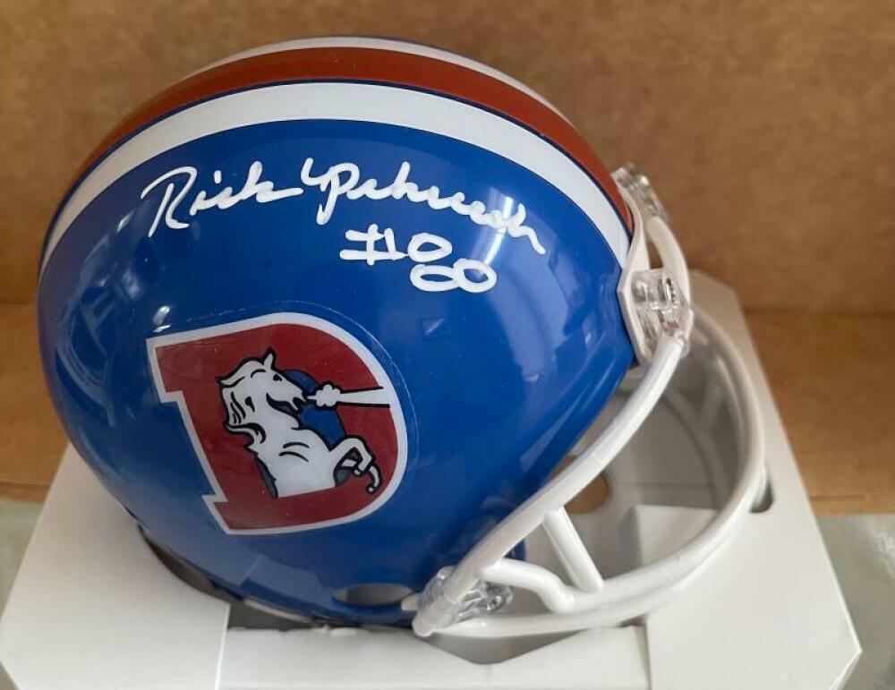 RICK UPCHURCH DENVER BRONCOS THROWBACK SIGNED MINI HELMET  JSA WITNESS