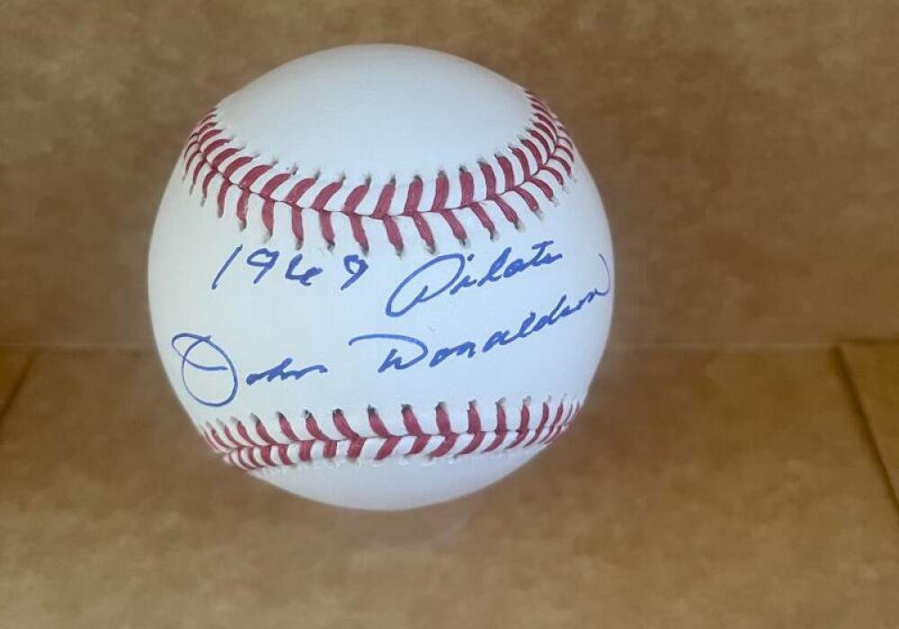 JOHN DONALDSON 1969 PILOTS SIGNED AUTO M.L. BASEBALL BAS AUTHENICATED