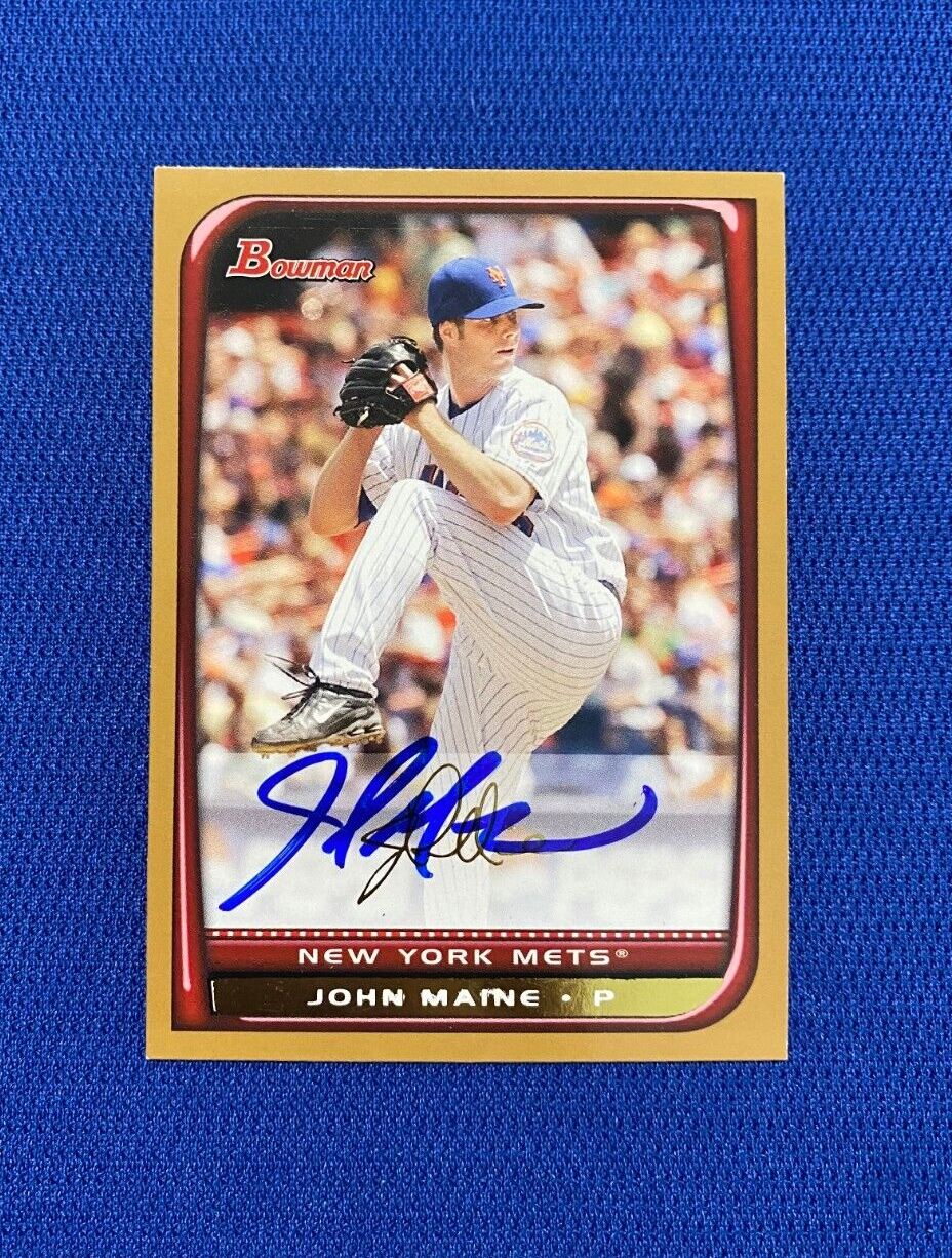 2008 BOWMAN JOHN MAINE NEW YORK METS GOLD SIGNED AUTO AUTOGRAPHED CARD #74 W/COA