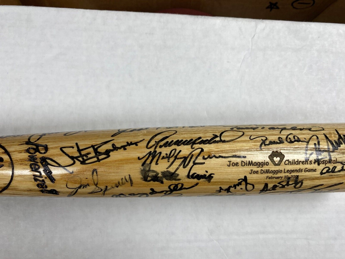 MLB LEGENDS SIGNED JOE DIMAGGIO CHILDRENS HOSPITAL BAT W/COA AL DOWNING +++ A