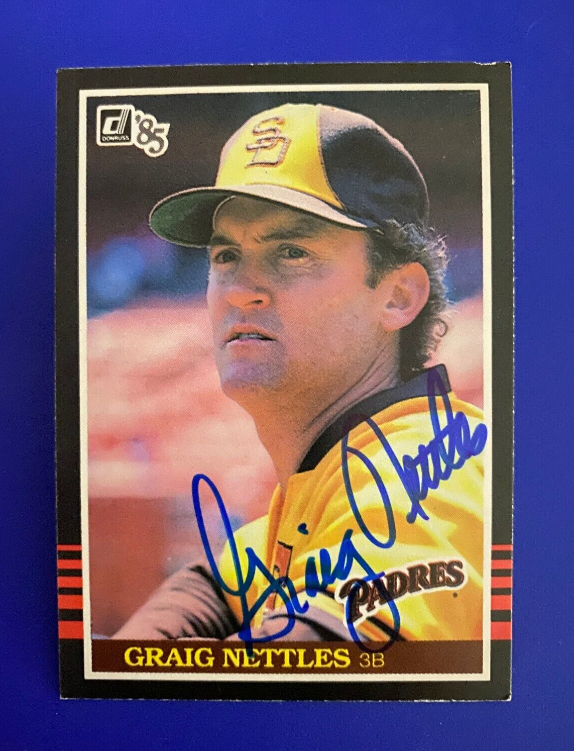 1985 DONRUSS GRAIG NETTLES SAN DIEGO PADRES SIGNED AUTOGRAPHED CARD #234 W/COA