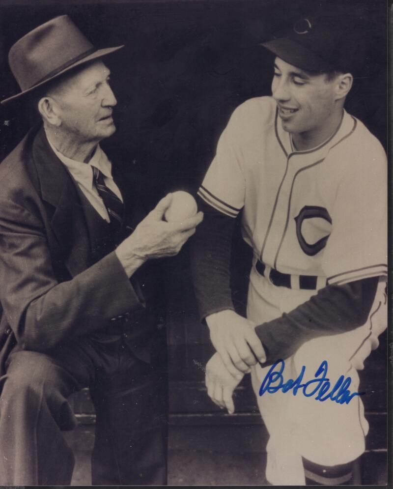 BOB FELLER INDIANS SIGNED AUTOGRAPHED 8X10 PHOTO W/ COA
