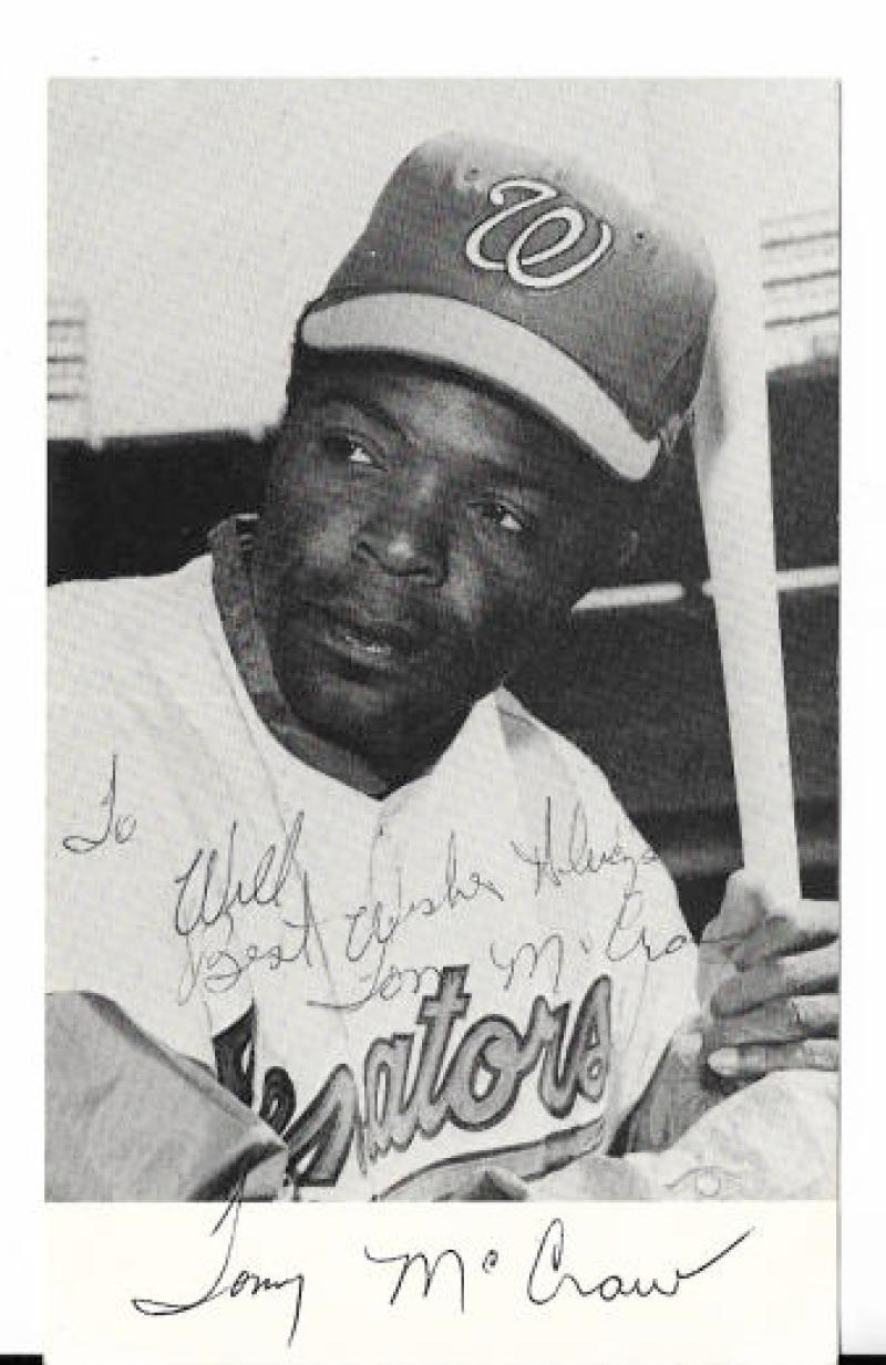 TOM MCCRAW WASHINGTON SENATORS SIGNED AUTOGRAPHED 3X5 PHOTO CARD W/COA