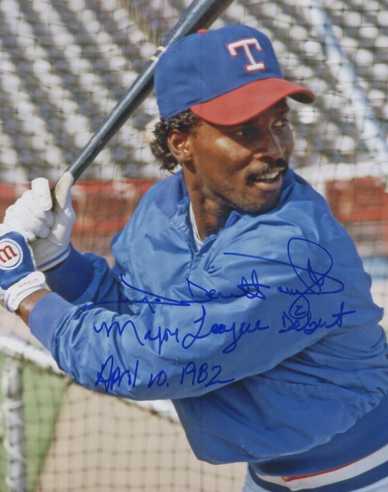GEORGE DE WITT WRIGHT RANGERS MLB DEBUT 4/10/1982 SIGNED 8X10 PHOTO W/ COA