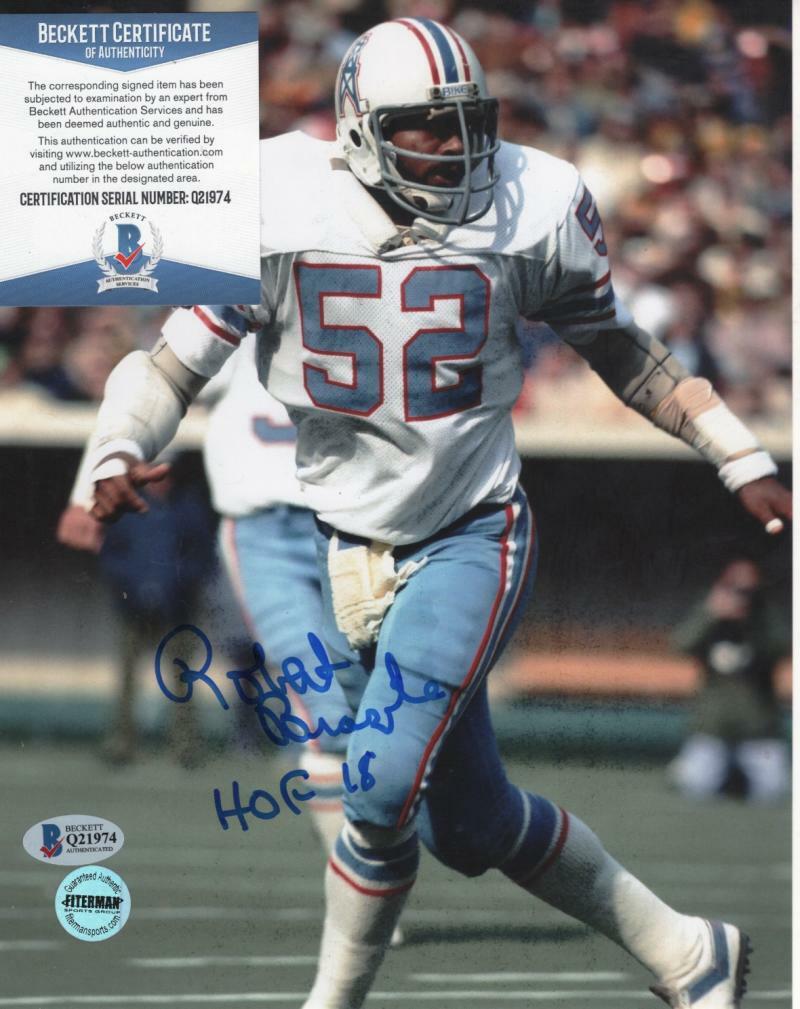 ROBERT BRAZILE HOUSTON OILERS HOF 18 SIGNED AUTOGRAPHED 8X10 PHOTO BECKETT Q2197