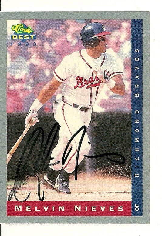 MELVIN NIEVES ATLANTA BRAVES SIGNED AUTOGRAPHED 1993 CLASSIC CARD #56 W/COA