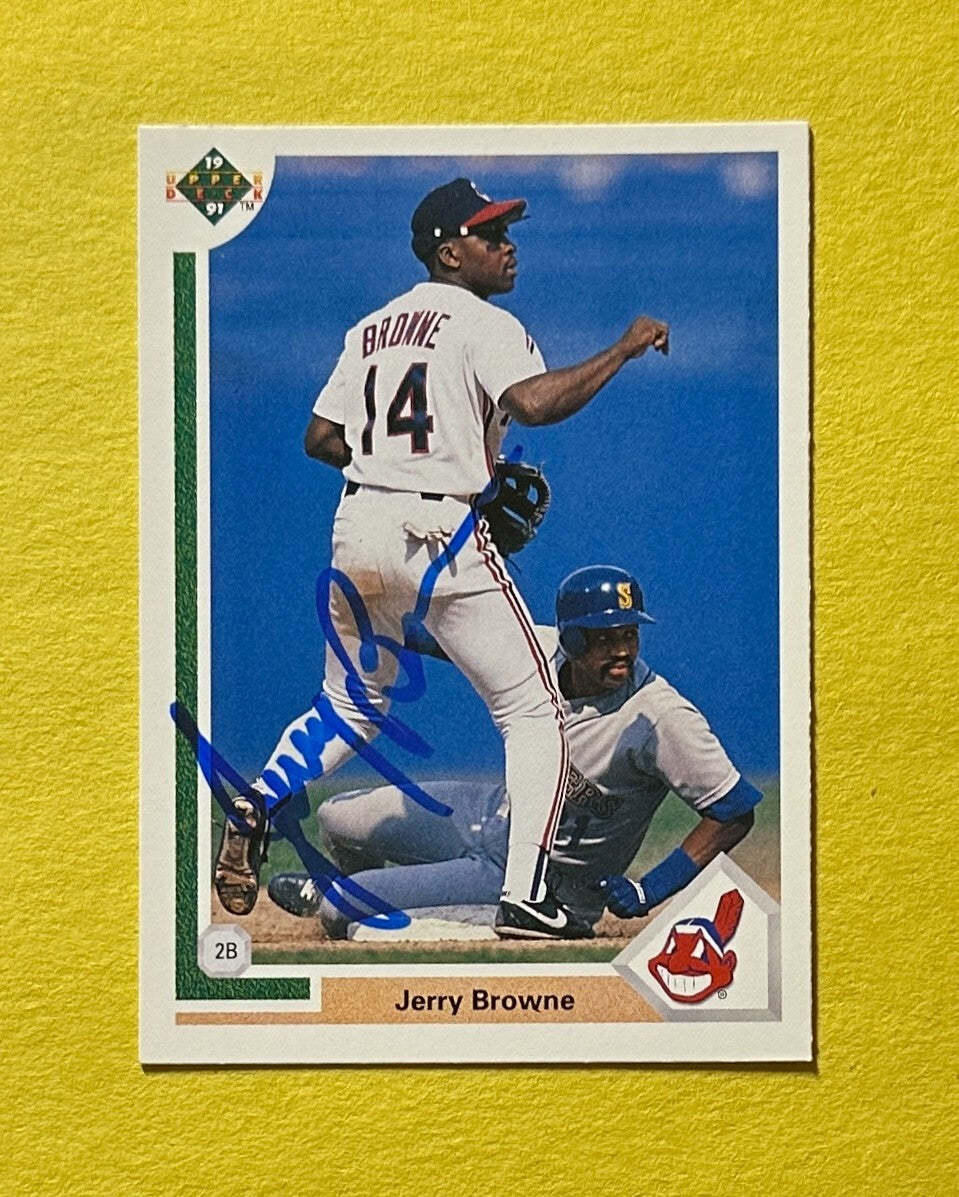1991 UPPER DECK JERRY BROWNE SIGNED AUTOGRAPH CARD W/ COA #116 CLEVELAND