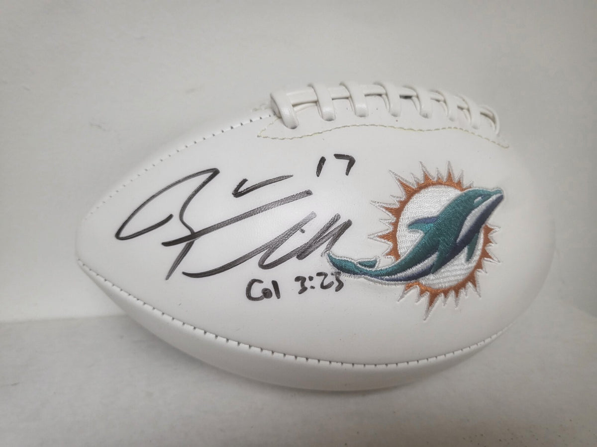 RYAN TANNEHILL MIAMI DOLPHINS SIGNED AUTOGRAPHED WHITE PANEL FOOTBALL JSA