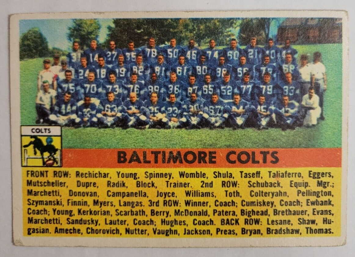 1956 TOPPS FOOTBALL BALTIMORE COLTS TEAM CARD #48 NICE