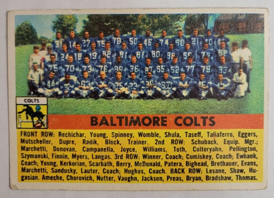 1956 TOPPS FOOTBALL BALTIMORE COLTS TEAM CARD #48 NICE