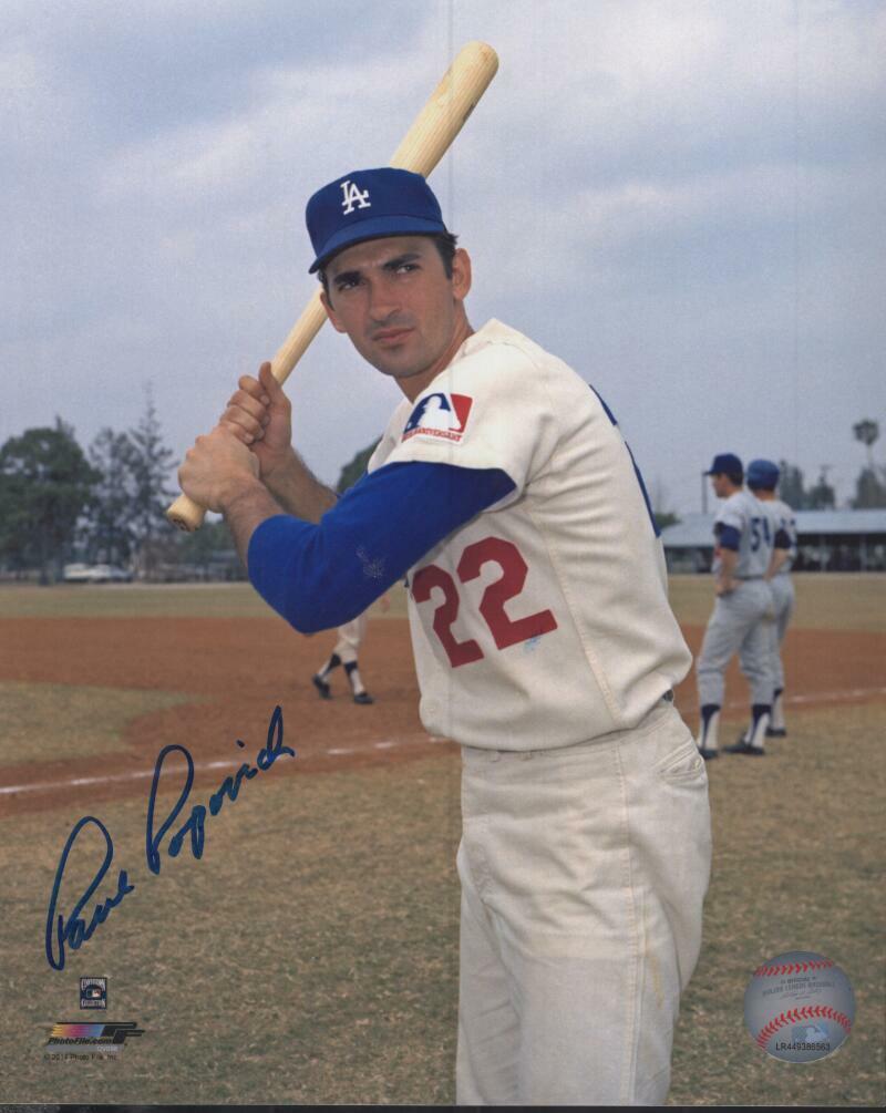 PAUL POPOVICH LOS ANGELES DODGERS W/TICKET SIGNED 8X10 PHOTO W/ COA