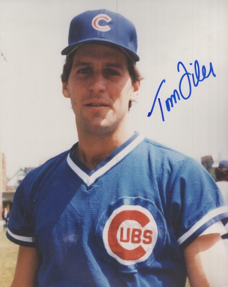 TOM FILER  CHICAGO CUBS SIGNED AUTOGRAPHED 8X10 PHOTO W/ COA