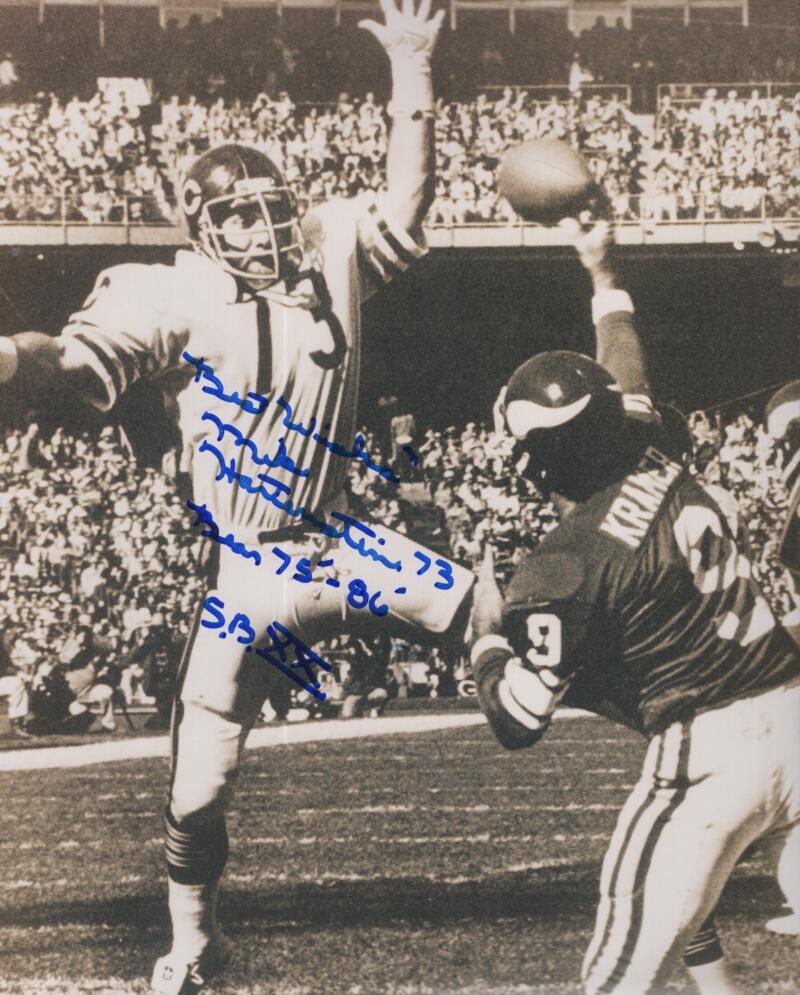 MIKE HARTEBSTINE BEARS SUPER BOWL SIGNED AUTOGRAPHED 8X10 PHOTO W/ COA