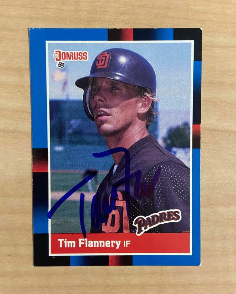 TIM FLANNERY SAN DIEGO PADRES SIGNED AUTOGRAPHED 1988 DONRUSS CARD #328 W/COA