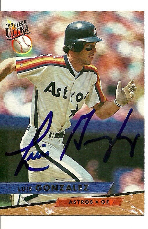 LUIS GONZALEZ HOUSTON ASTROS SIGNED AUTOGRAPHED 1993 FLEER ULTRA CARD #40 W/COA 