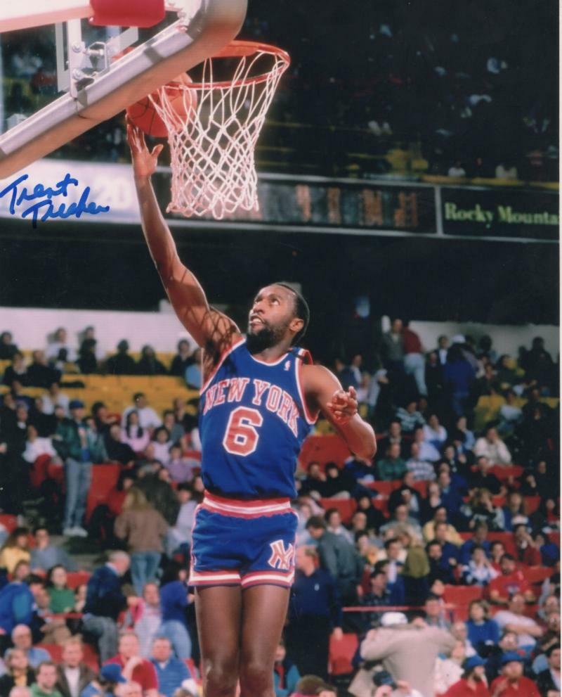 TRENT TUCKER NEW YORK KNICKS #6 SIGNED AUTOGRAPHED 8X10 PHOTO W/COA