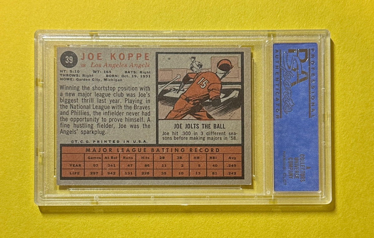 1962 TOPPS JOE KOPPE #39 PSA NM 7 (ST) ANGELS
