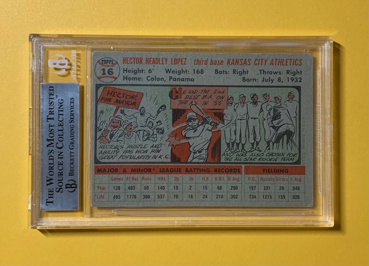 1956 TOPPS HECTOR LOPEZ A'S SIGNED BECKETT AUTHENTIC AUTO 