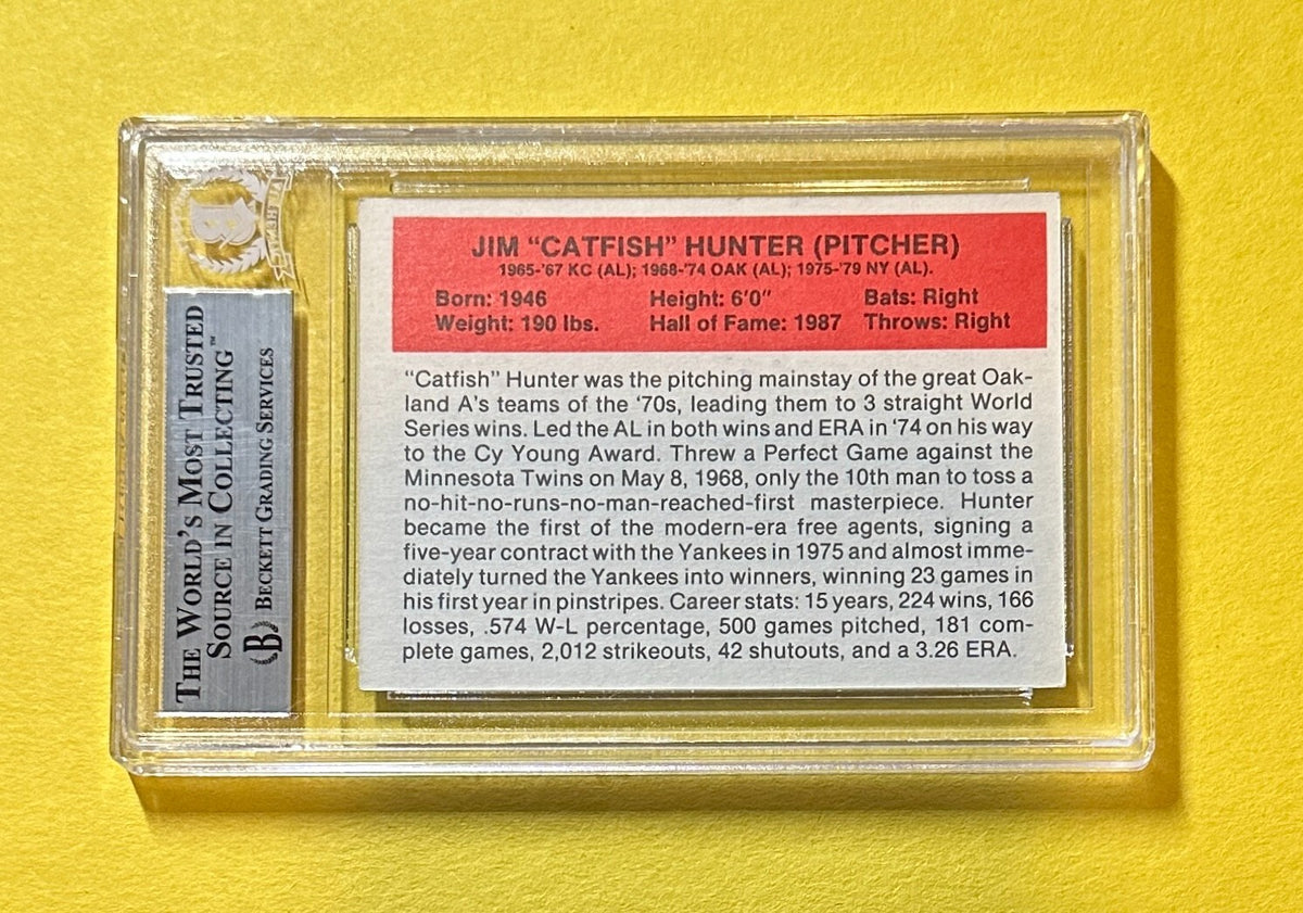 1987 HYGRADE CATFISH HUNTER ALL-TIME GREATS #47 BECKETT AUTHENTIC AUTO HOF