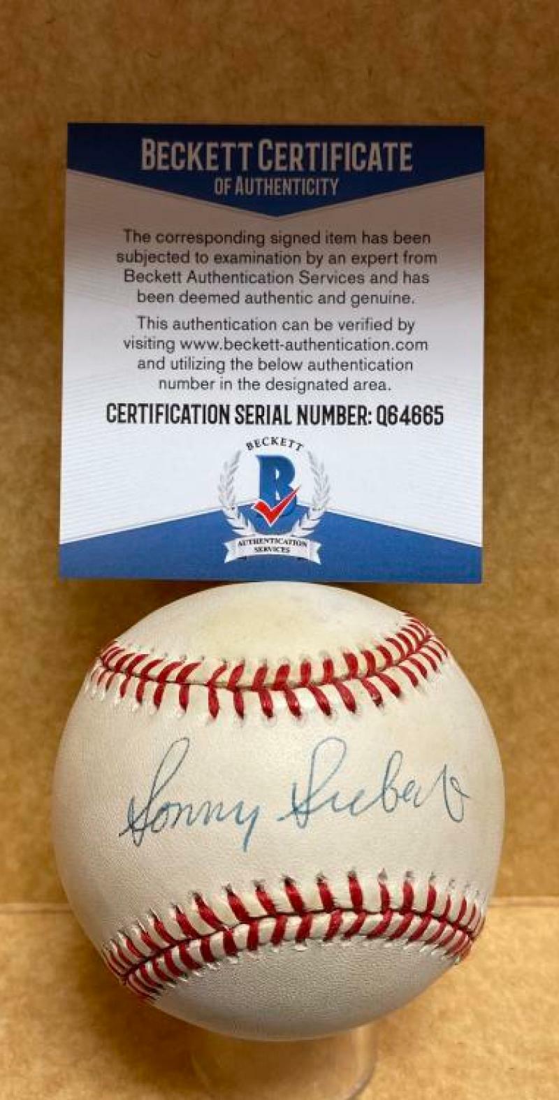 SONNY SIEBERT ST. LOUIS CARDINALS SIGNED AUTO N.L. BASEBALL BECKETT Q64665