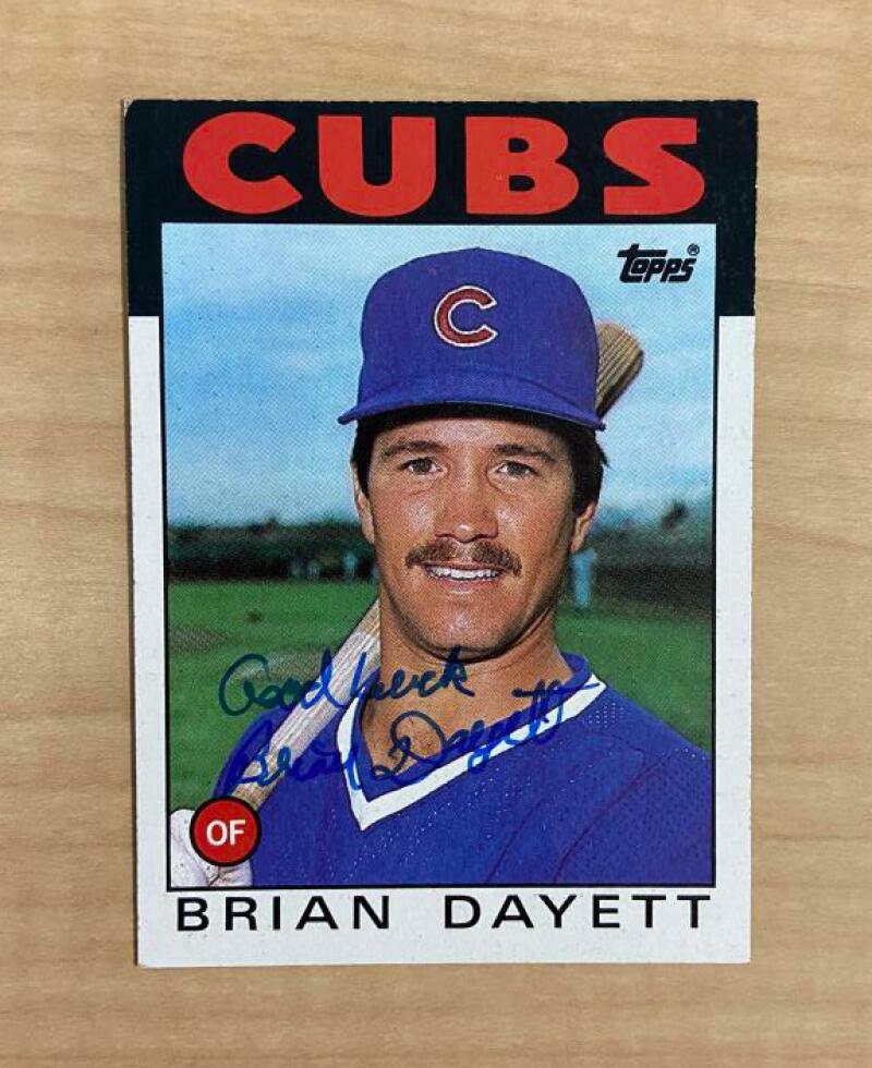 BRIAN DAYETT CHICAGO CUBS SIGNED AUTOGRAPHED 1986 TOPPS CARD #284 W/COA