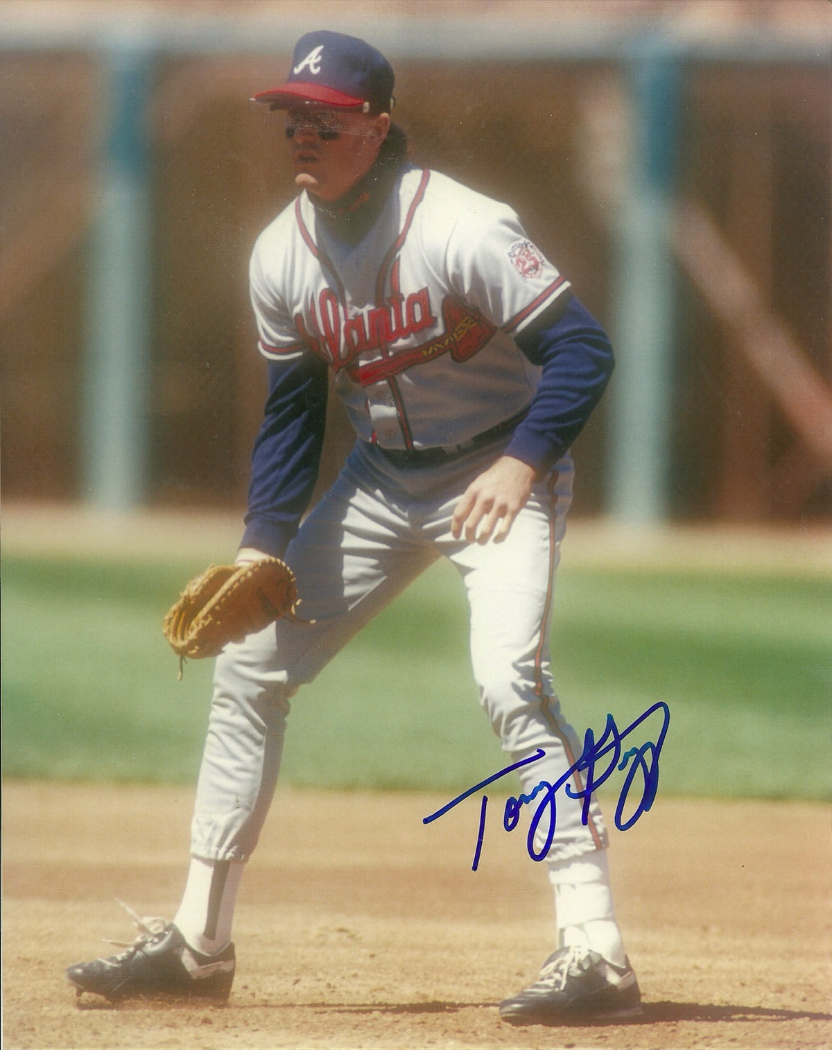 TOMMY GREGG ATLANTA BRAVES SIGNED AUTOGRAPHED 8x10 PHOTO W/COA 1ST BASE
