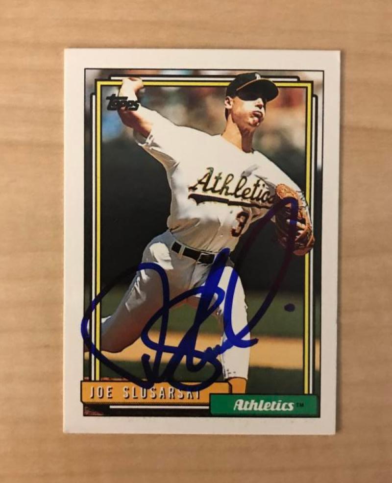 JOE SLUSARSKI OAKLAND ATHLETICS SIGNED AUTOGRAPHED 1992 TOPPS CARD #651 W/COA 