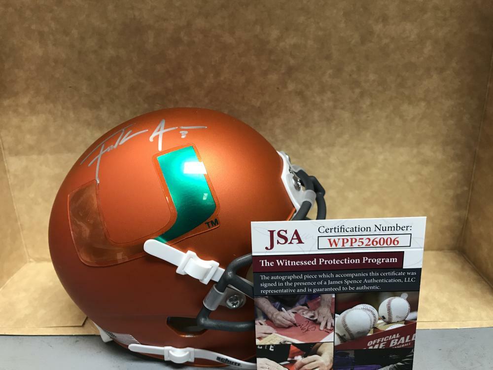FRANK GORE MIAMI HURRICANES SIGNED ORANGE SCHUTT MINI HELMET JSA WPP526006