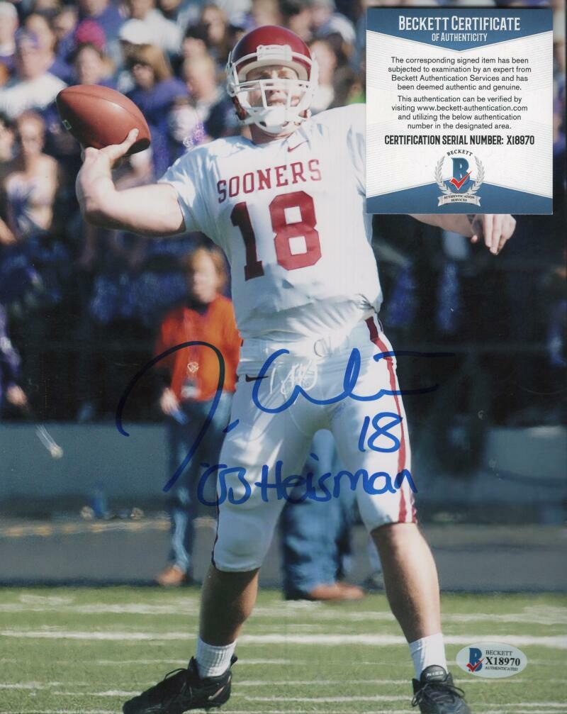 JASON WHITE OKLAHOMA 03 HEISMAN SIGNED AUTOGRAPHED 8X10 PHOTO BECKETT X18970
