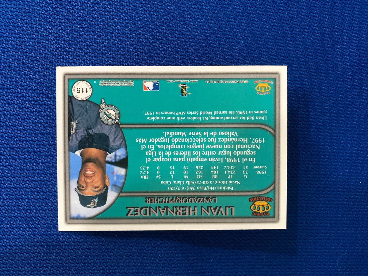 1999 PACIFIC LIVAN HERNANDEZ FL MARLINS AUTOGRAPHED SIGNED CARD #115 W/COA