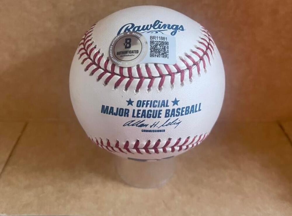 BARRY ZITO PERSONALIZED TO BILL A'S SIGNED AUTOGRAPHED M.L. BASEBALL BECKETT AUT