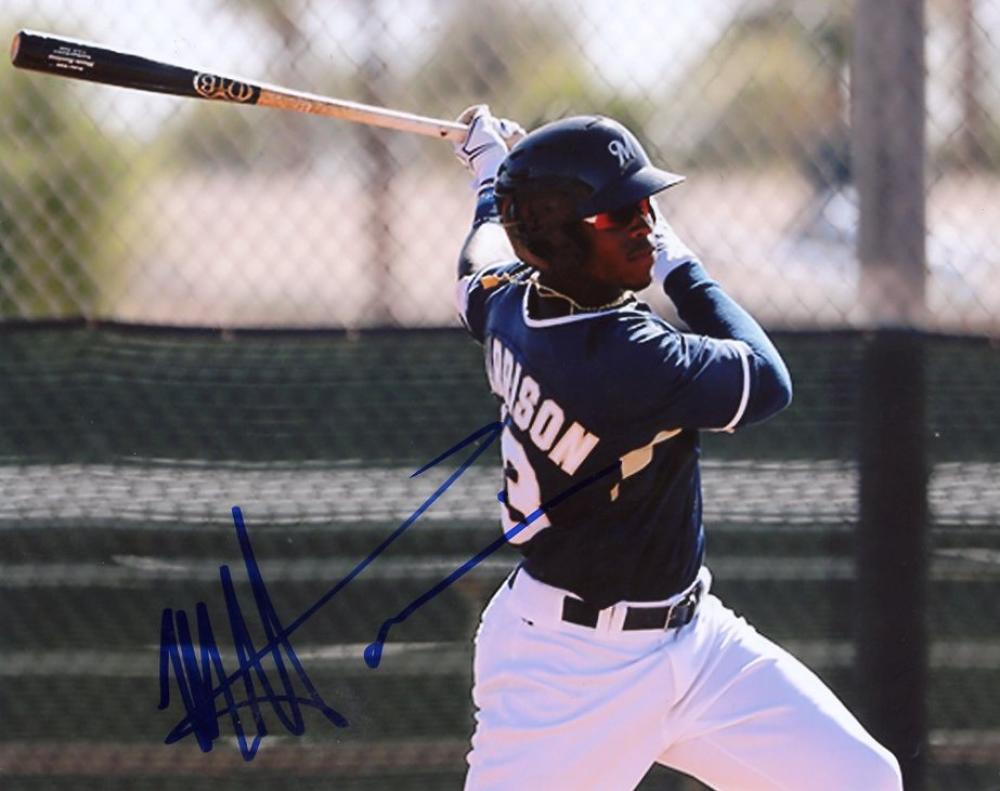 MONTE HARRISON MILWAUKEE BREWERS ACTION SIGNED AUTOGRAPHED 8X10 PHOTO W/COA 