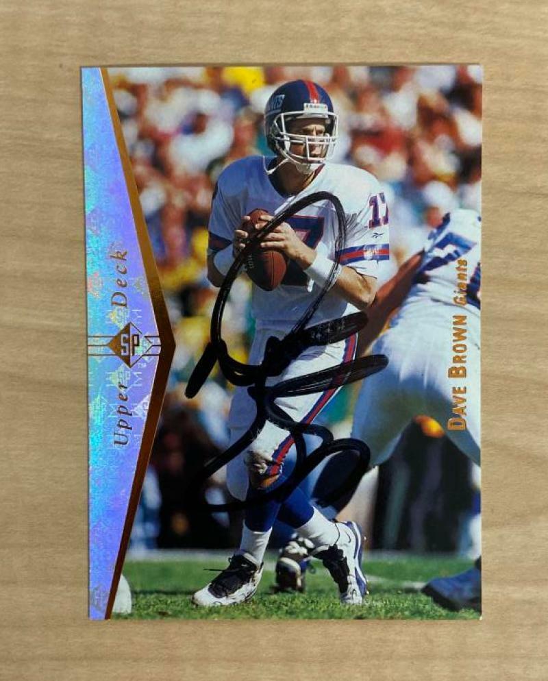 DAVE BROWN NEW YORK GIANTS SIGNED AUTOGRAPHED 1995 UPPER DECK CARD #77 W/COA 
