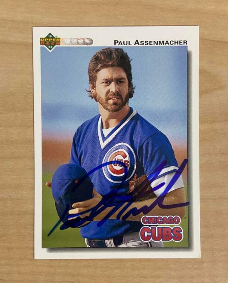 PAUL ASSENMACHER CHICAGO CUBS SIGNED AUTOGRAPHED 1992 UPPER DECK CARD #590 W/COA