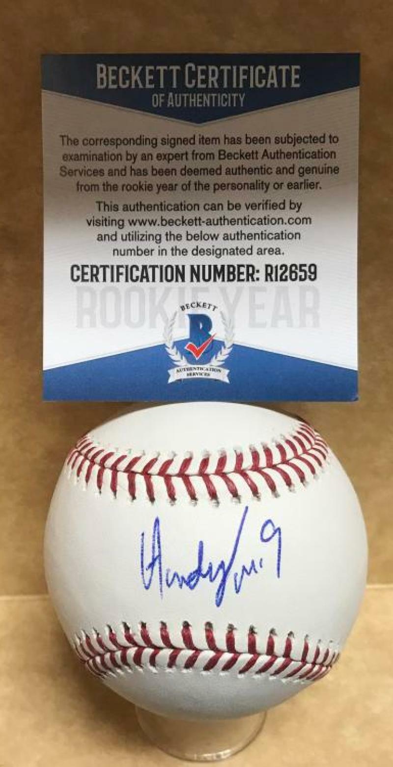 ANDY SUGILIO CINCINNATI REDS SIGNED AUTOGRAPHED M.L. BASEBALL BECKETT R12659